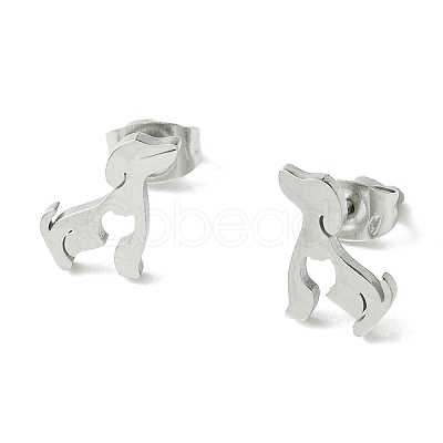 Non-Tarnish Cute Little Animal Theme 304 Stainless Steel Stud Earrings EJEW-B041-02A-P-1