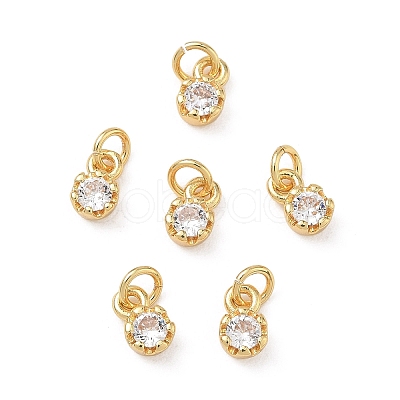 Brass Micro Pave Clear Cubic Zirconia Charms KK-D289-48A-G-1