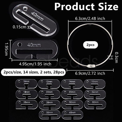 28Pcs Acrylic Band Weaving Width Gauge AJEW-OC0013-96B-1