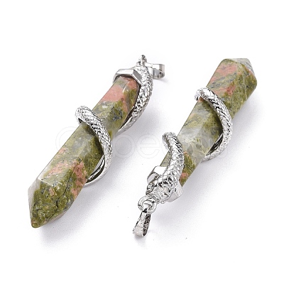 Natural Unakite Big Pointed Pendants X-G-F696-B06-1