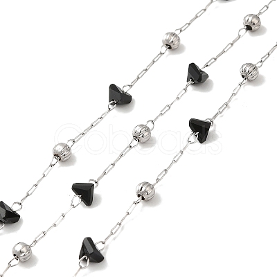 Black Glass Faceted Triangle Beaded Chains CHS-B004-03P-1