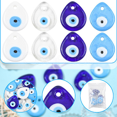 16Pcs 4 Colors Handmade Lampwork Evil Eye Pendants LAMP-FS0001-69-1