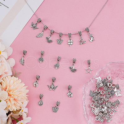 48Pcs 12 Styles Brass European Dangle Charms KK-HY0004-07-1