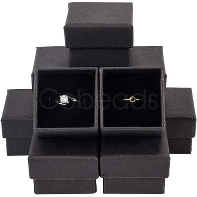 12Pcs Kraft Cotton Filled Cardboard Paper Jewelry Gift Boxes CBOX-YW0001-02-1
