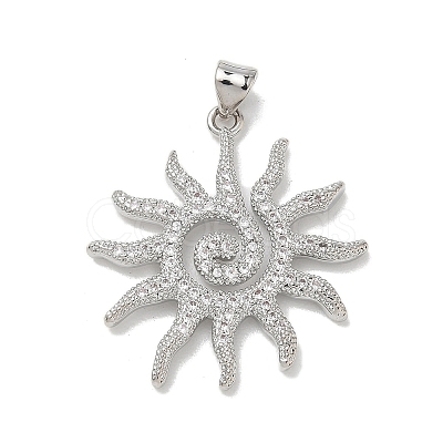 Brass Clear Cubic Zirconia Pendants KK-E796-07P-1