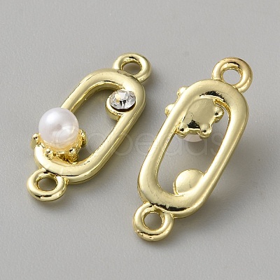 Alloy Crystal Rhinestone & White Plastic Pearl Link sConnector Charms FIND-WH0365-083G-02-1