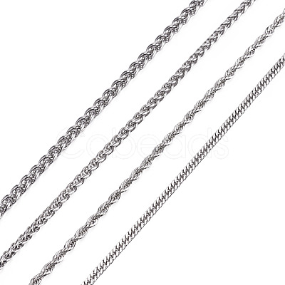 4Pcs 4 Styles 304 Stainless Steel Choker Necklaces for Women NJEW-TA0001-21-1