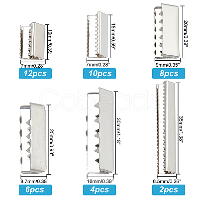 42Pcs 6 Sizes Brass Ribbon Crimp Ends KK-PH0009-45-1