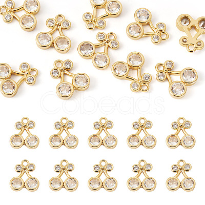 10Pcs Brass Micro Pave Clear Cubic Zirconia Charms KK-TA0002-85-1