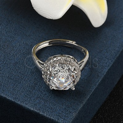 925 Sterling Silver Micro Pave Cubic Zirconia Finger Rings RJEW-B134-01B-03-1