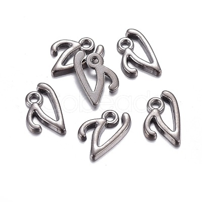 Gunmetal Plated Alloy Letter Pendants PALLOY-J718-01B-V-1