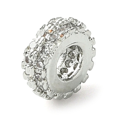Rack Plating Brass Clear Cubic Zirconia European Beads KK-G501-06B-P-1