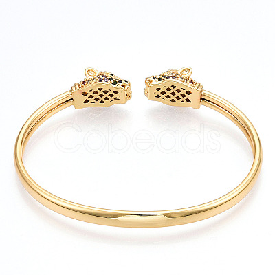 Brass Micro Pave Cubic Zirconia Cuff Bangles BJEW-T018-06G-NF-1