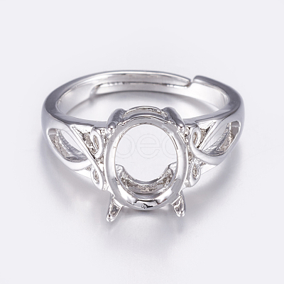 Adjustable Brass Solitaire Ring Settings KK-G330-09P-1
