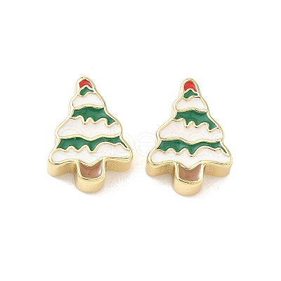 Christmas Brass Enamel Beads KK-I474-G22-1