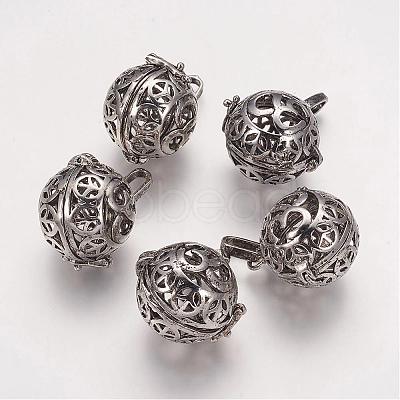 Hollow Brass Cage Pendants KK-D414-11-NR-1