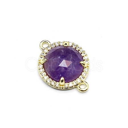 Natural Amethyst Connector Charms PW-WGD2653-04-1