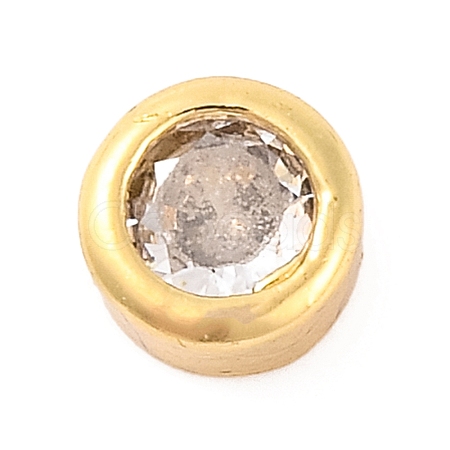 Rack Plating Flat Round Brass Micro Pave Cubic Zirconia Cabochons KK-F874-03G-12-1