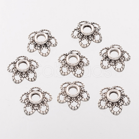 5-Petal Flower Tibetan Silver Fancy Bead Caps AA484-1