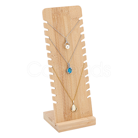 Detachable Rectangle Wooden Slant Back Necklace Display Stands NDIS-WH0009-15-1