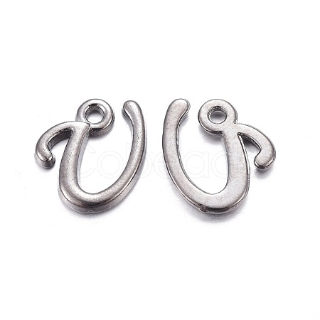 Gunmetal Plated Alloy Letter Pendants PALLOY-P097-03-U-1
