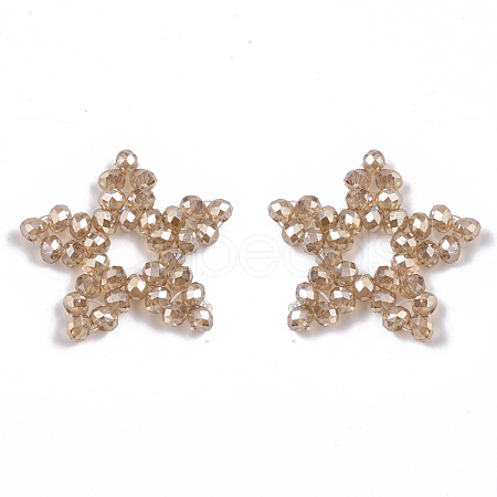 Plating Acrylic Woven Beads PACR-R247-02A-1
