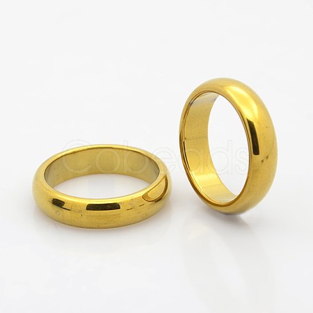 Electroplate Non-Magnetic Synthetic Hematite Wide Band Rings RJEW-J006B-02-1