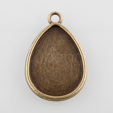 Flat Teardrop Alloy Pendant Cabochon Settings X-PALLOY-N0088-01AB-NF-1