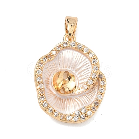 Brass Micro Pave Clear Cubic Zirconia Pendant Cabochon Settings KK-G556-06G-1