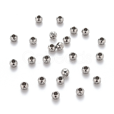 Tarnish Resistant 201 Stainless Steel Corrugated Beads STAS-S103-17A-P-1