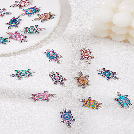 20Pcs 10 Colors Alloy Enamel Connector Charms ENAM-LP0001-13-1