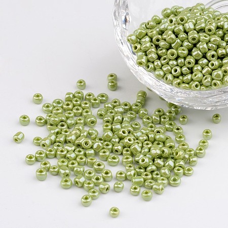 DIY Craft Beads 8/0 Opaque Colors Lustered Round Glass Seed Beads X-SEED-A012-3mm-124-1