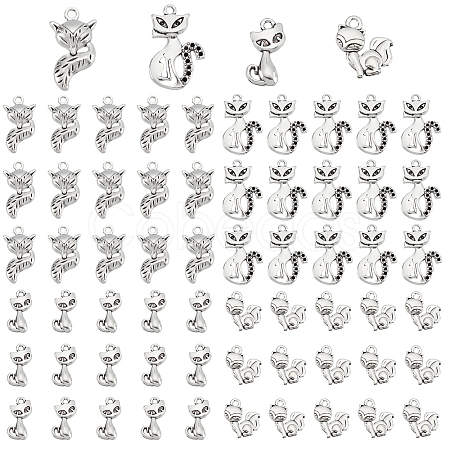 80Pcs 4 Style Tibetan Style Alloy Pendants TIBEP-PH0001-37-1