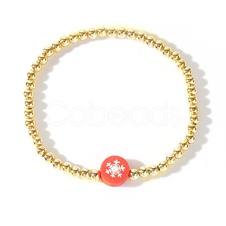 Christmas Brass Beaded Stretch Bracelets DP1194-2-1