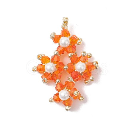 Imitate Austrian Crystal Glass & Glass Seed Beads Pendants PALLOY-MZ01060-01-1