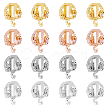 16Pcs 4 Colors Rack Plating Brass Micro Pave Cubic Zirconia Hanger Links KK-DC0003-65-1