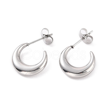 Non-Tarnish 304 Stainless Steel Crescent Moon Stud Earrings for Women EJEW-F280-05B-P-1
