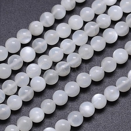 Natural White Moonstone Round Bead Strands G-M262-5mm-04-1