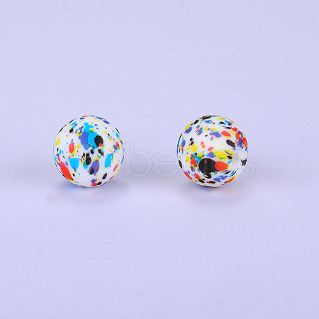 Printed Round Silicone Focal Beads SI-JX0056A-29-1