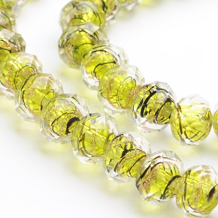 Handmade Gold Sand Lampwork Rondelle Beads Strands LAMP-I010-C-07-1