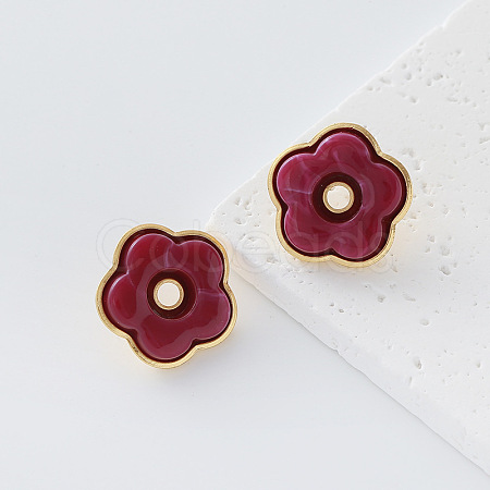 304 Stainless Steel Resin Stud Earrings for Women ST7029-3-1