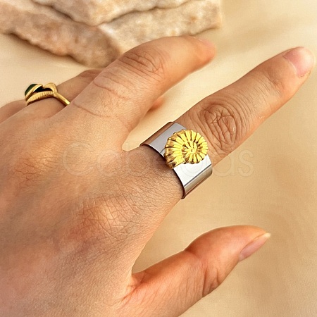 304 Stainless Steel Open Cuff Rings RJEW-K258-08GP-09-1