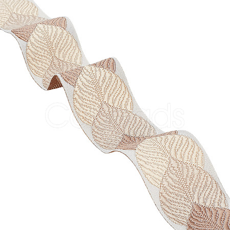 Polyester Jacquard Leaf Ribbon for Garment Accessories OCOR-WH0097-23D-1