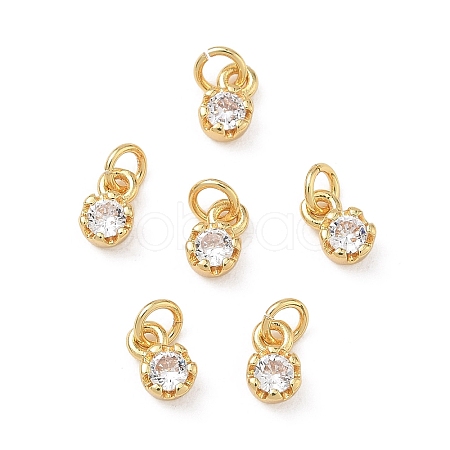 Brass Micro Pave Clear Cubic Zirconia Charms KK-D289-48A-G-1