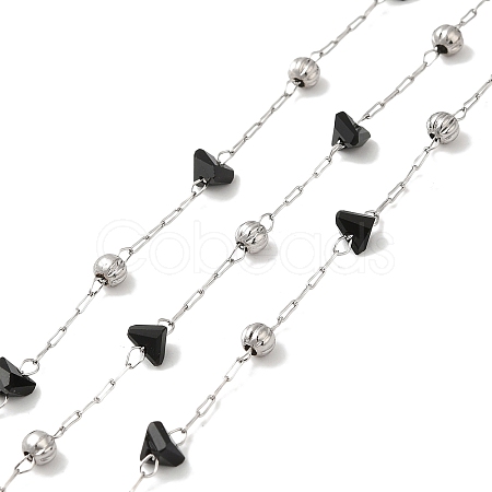 Black Glass Faceted Triangle Beaded Chains CHS-B004-03P-1