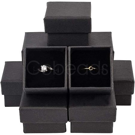 12Pcs Kraft Cotton Filled Cardboard Paper Jewelry Gift Boxes CBOX-YW0001-02-1