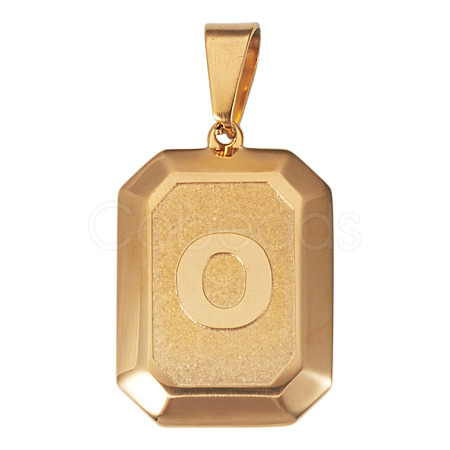 1Pc Stainless Steel Rectangle with Letter Pendants NJEW-TA0001-22O-1