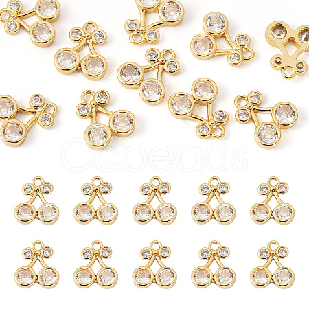10Pcs Brass Micro Pave Clear Cubic Zirconia Charms KK-TA0002-85-1