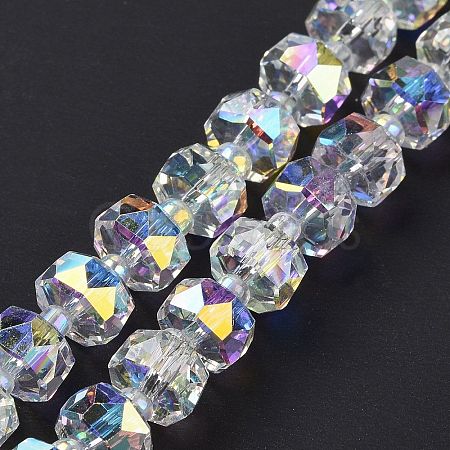 Electroplate Transparent Glass Beads Strands EGLA-H101-03A-1