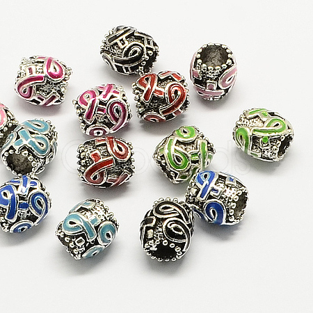 Alloy Awareness Ribbon Enamel European Beads MPDL-R036-18-1